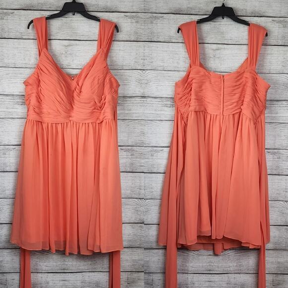 Azazie Orange Sunset Bridesmaid Midi Dress - Picture 2 of 3
